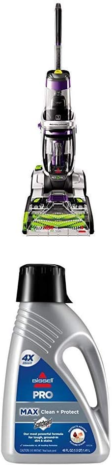 Bissell ProHeat 2X Revolution Max Clean Pet Pro Full-Size Carpet Cleaner, 1986, with Antibacterial Formula and Bonus 3" Tough Stain Tool