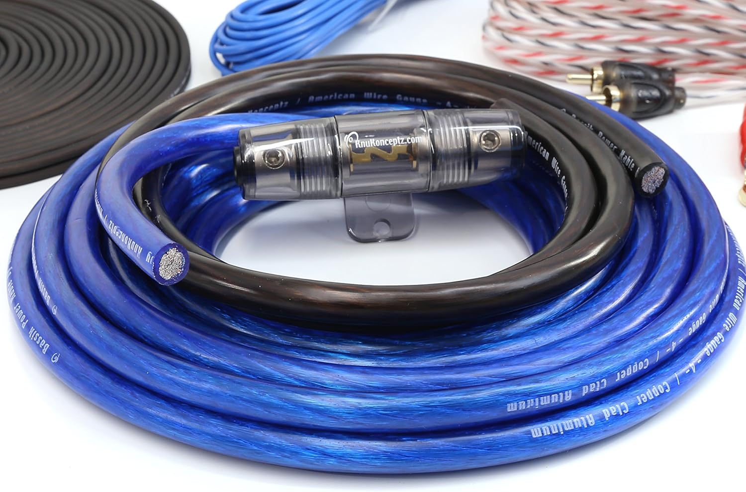 KnuKonceptz Bassik 4 Gauge Complete Amplifier Installation Amp Wiring Kit with RCA