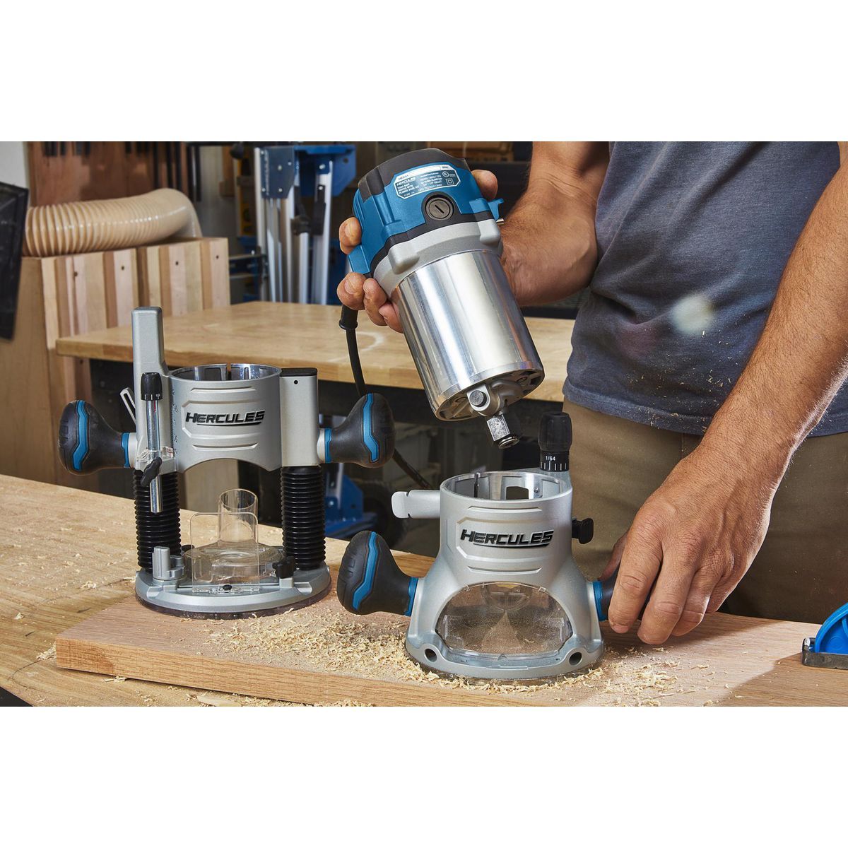 HERCULES 12 Amp Variable-Speed Fixed Base Router with Plunge Base Kit