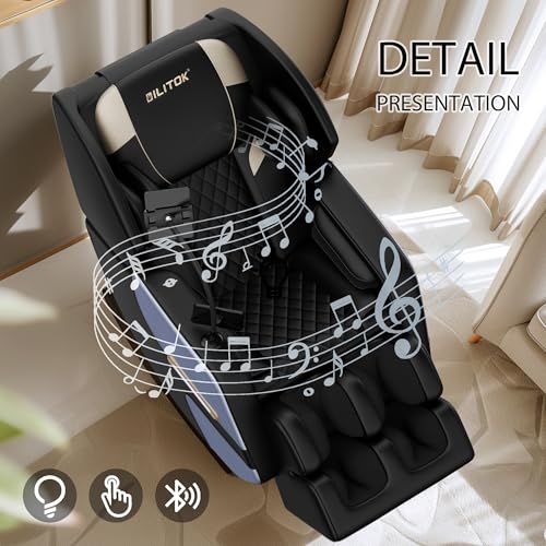Luxury Zero Gravity Full-Body Massage Chair with Heating, Bluetooth Audio, and Foot Rollers - Home Relaxation Recliner (Velvet Black)