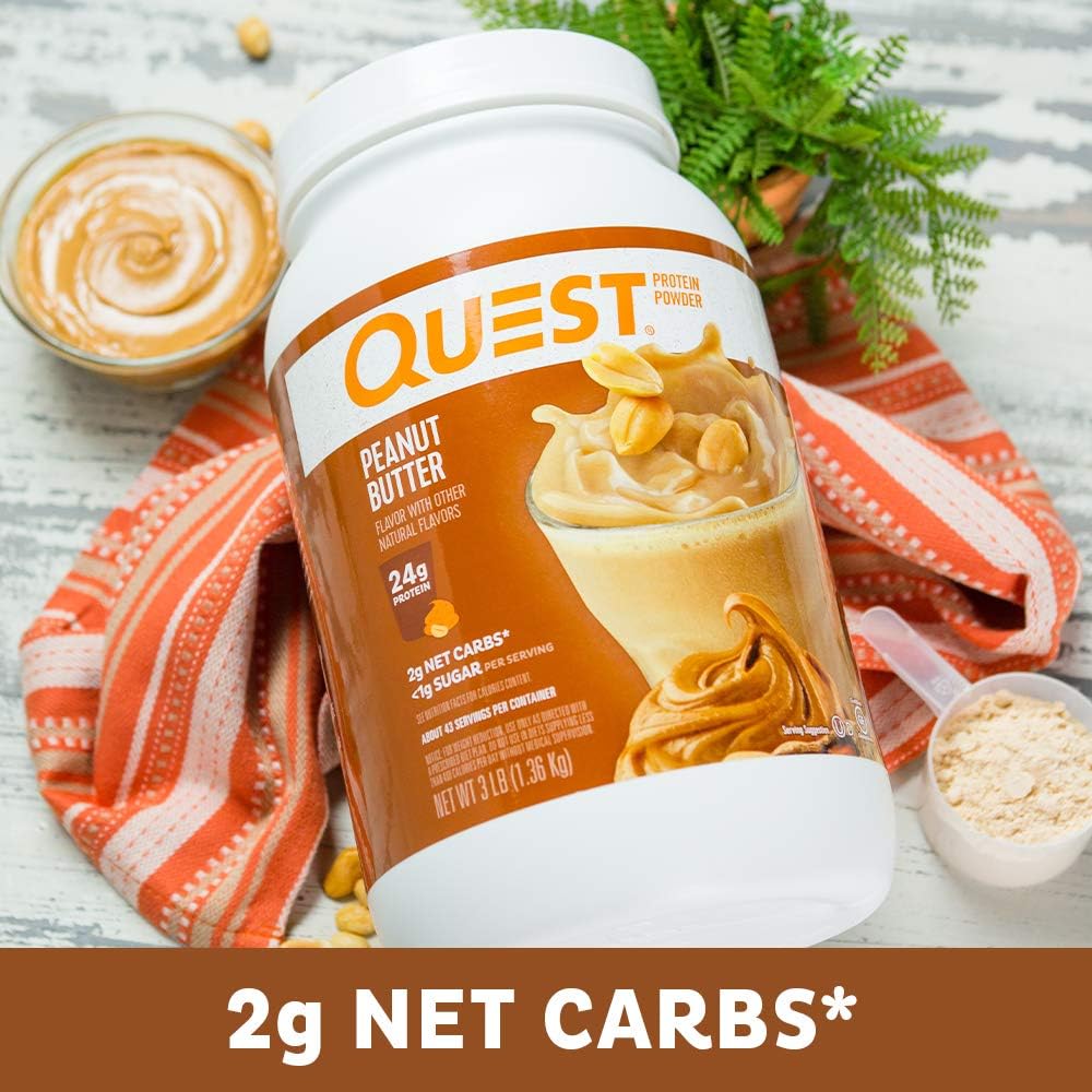 Quest Nutrition Peanut Butter Protein Powder, High Protein, Low Carb, Gluten Free, Soy Free, 48 Ounce (Pack of 1) Pack of 2