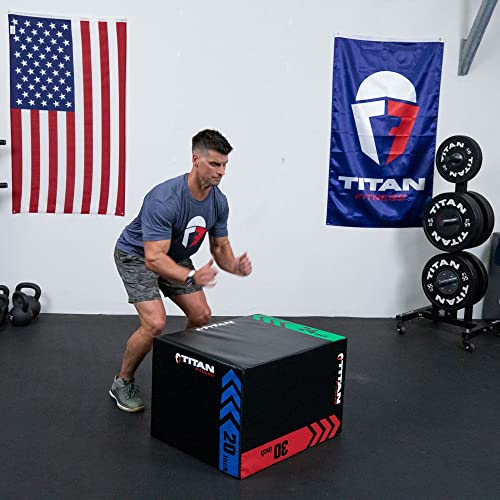 Titan Fitness Heavy Foam Plyometric Box, Pro-Duty HIIT Exercise Foam Plyo Box, Step-Up, Box Squat, Home Garage Gym Training, Youth Sizes and Regular Sizes