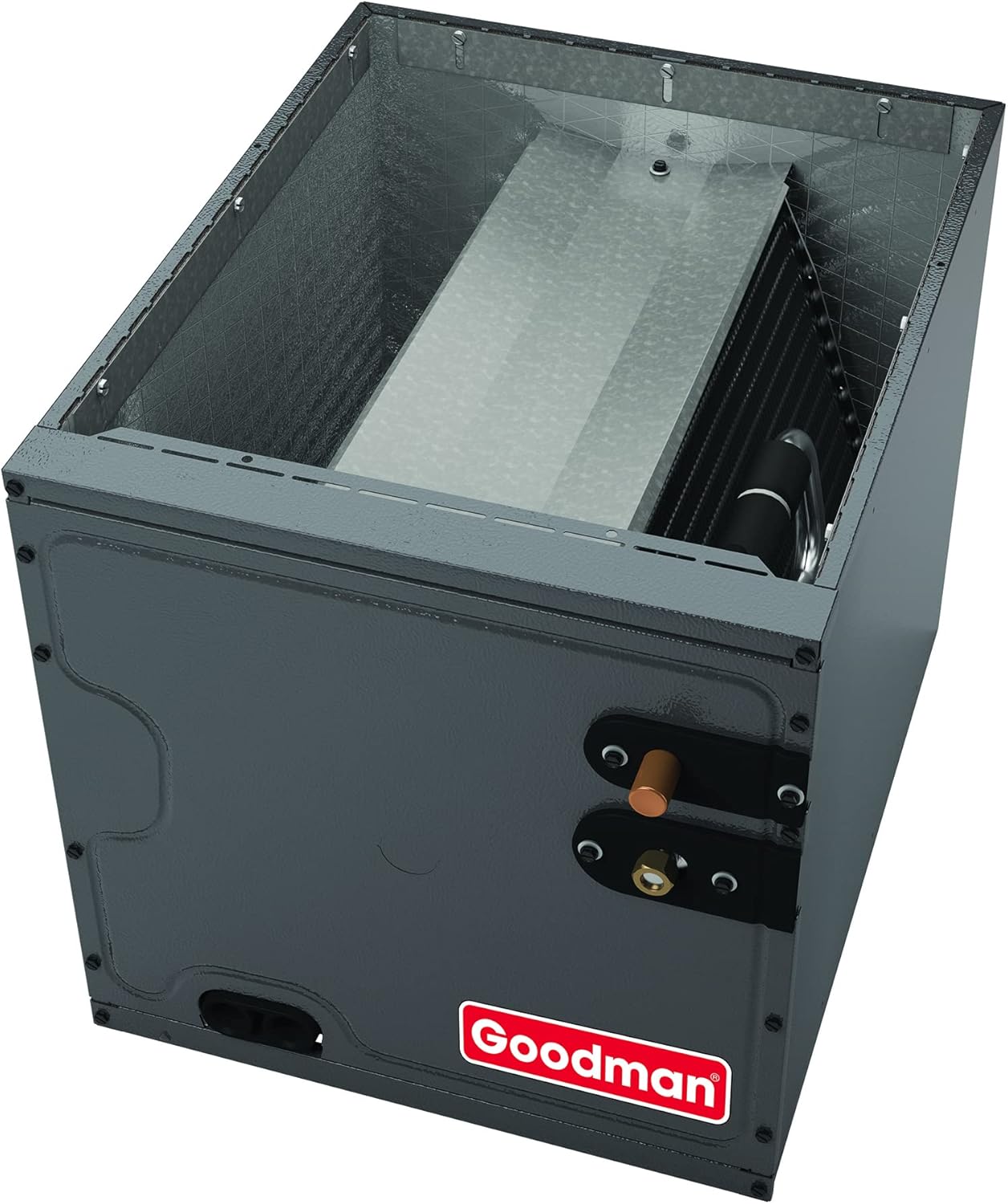 Goodman 3 Ton 14 SEER Air Conditioner with Split System, GSX140361 - Indoor Downflow Coil, CAPFA4226D6-120,000 BTU 80% Efficiency upflow, Horizontal Gas Furnace, GM9S801205DN