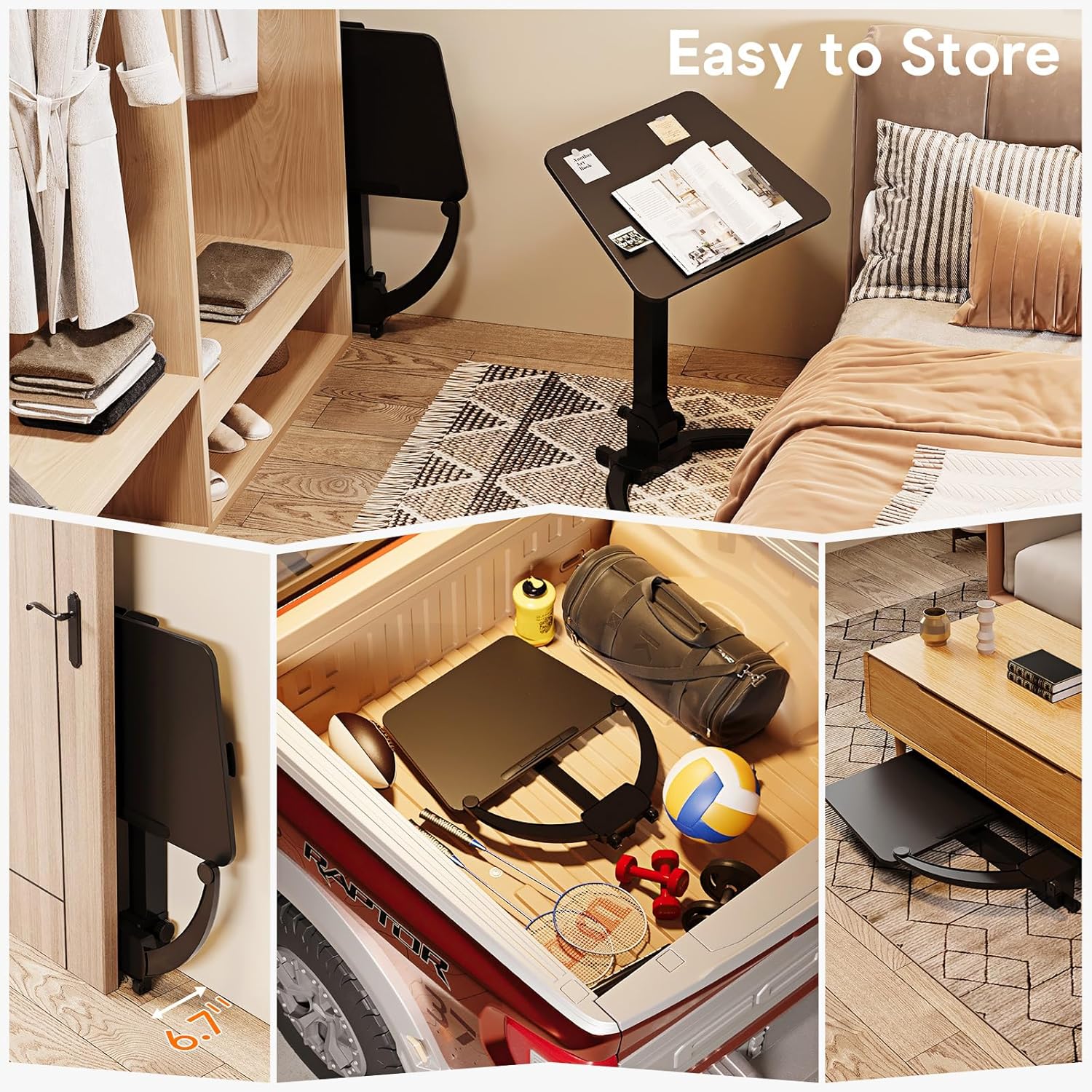 JOY worker Foldable Mobile Standing Desk and Ergonomic 360°Rotating Elbow Cushion Pad