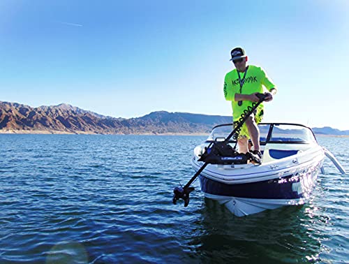 HASWING Electric Trolling Motor – Cayman 12V 55LB 48 Inch Shaft Bow Mount Boat Fishing Saltwater Freshwater with Remote Control 50700-120B