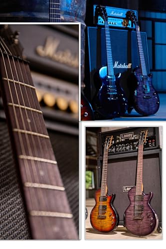 AKLOT Muti-Tone Electric Guitar with Coil-Split: Roasted Maple Neck, Flame Maple Graphic Top, Dual Humbuckers Pickups, Beginner Guitar Kit with Gig Bag, Lesson Book, Strap, Picks, Violet Venom
