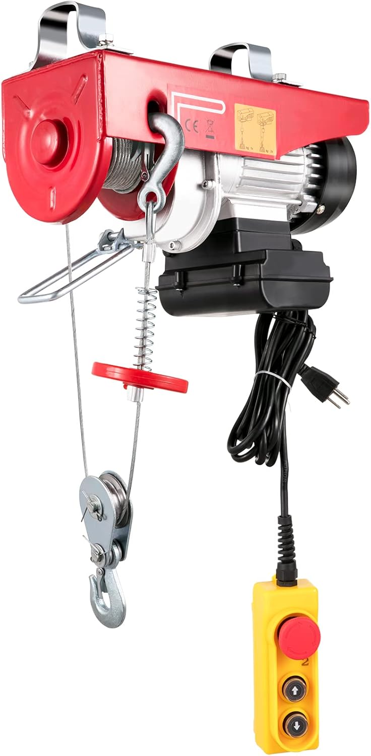 Happybuy 440 LBS Lift Electric Hoist, 110V Electric Hoist, Remote Control Electric Winch Overhead Crane Lift Electric Wire Hoist for Factories, Warehouses, Construction, Building, Goods Lifting