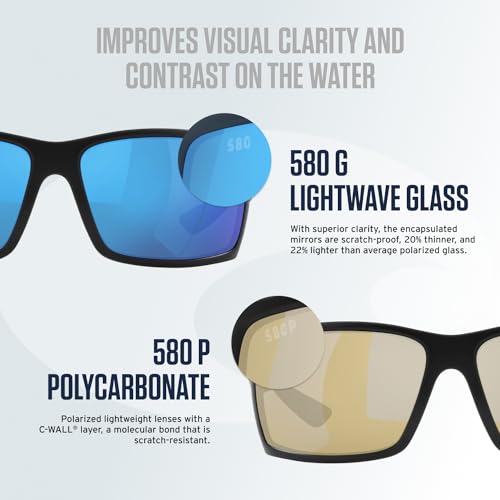 Costa Del Mar Men's Ballast Polarized Rectangular Sunglasses