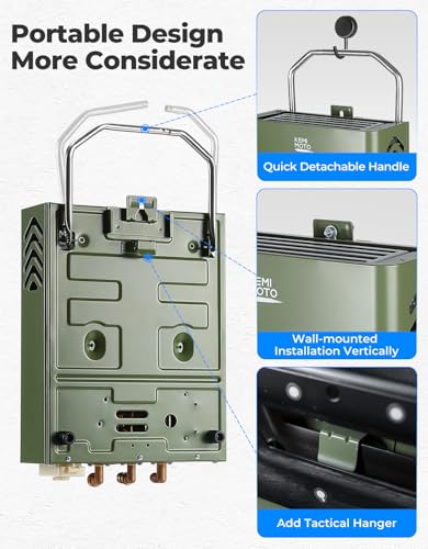 KEMIMOTO propane tankless water heater outdoor，1.32Gpm 34000 BTU Camping Portable Water Heater，Easy Installation, Lightweight for Taking，Suitable For Rv/Camping/Cabin