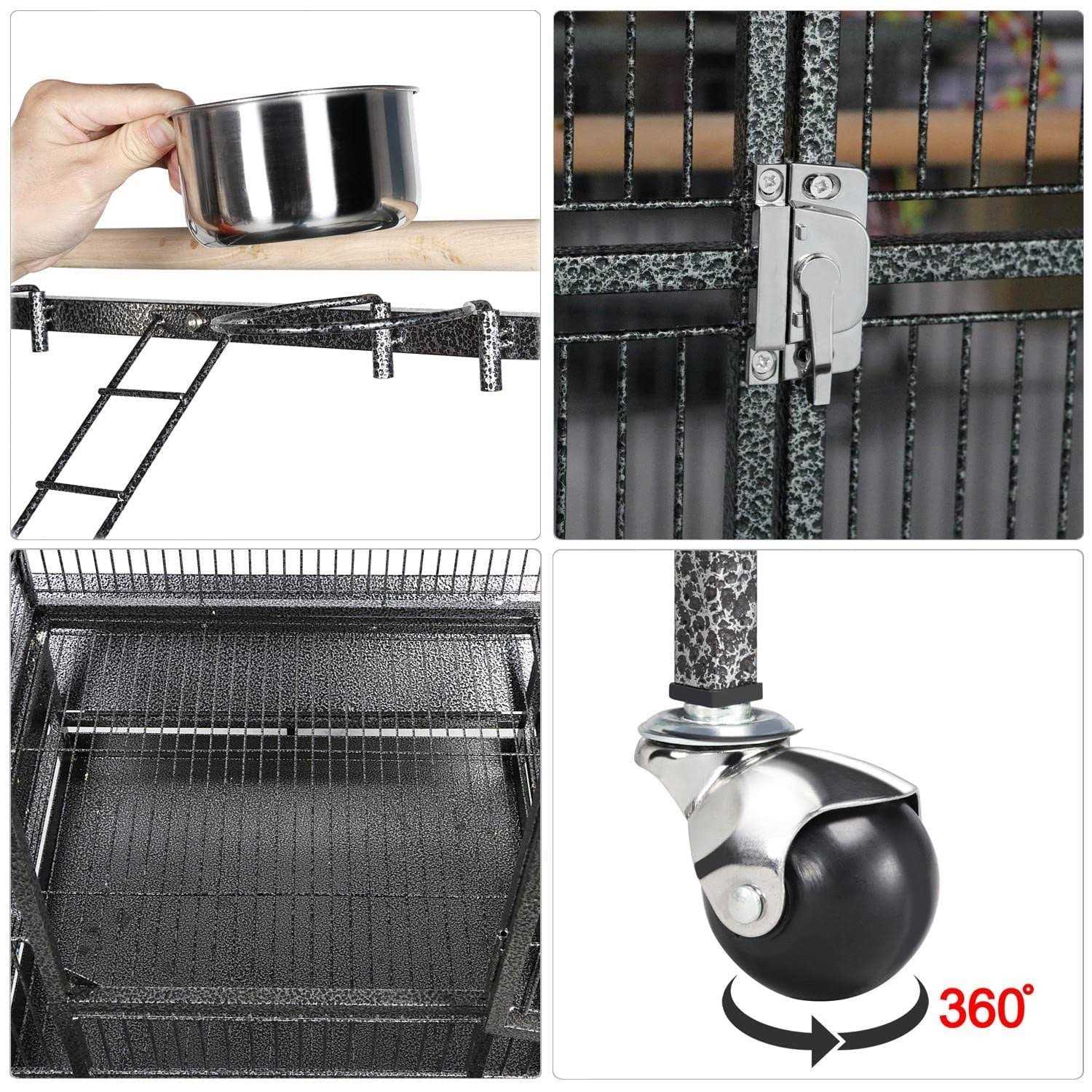 Yaheetech Wrought Iron Rolling Large Parrot Bird Cage for African Grey Small Quaker - Pet Supplies online store