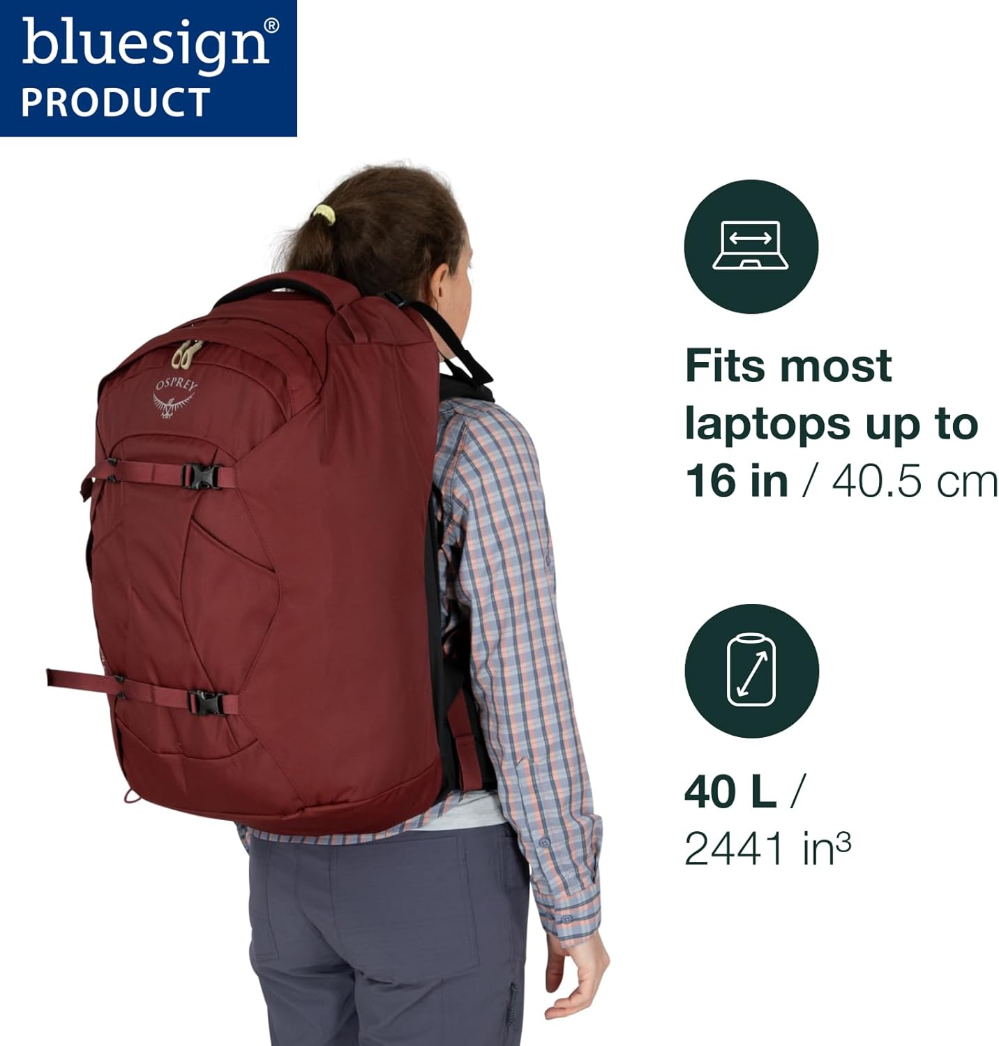 Osprey Fairview 40L Women's Travel Backpack, Night Jungle Blue