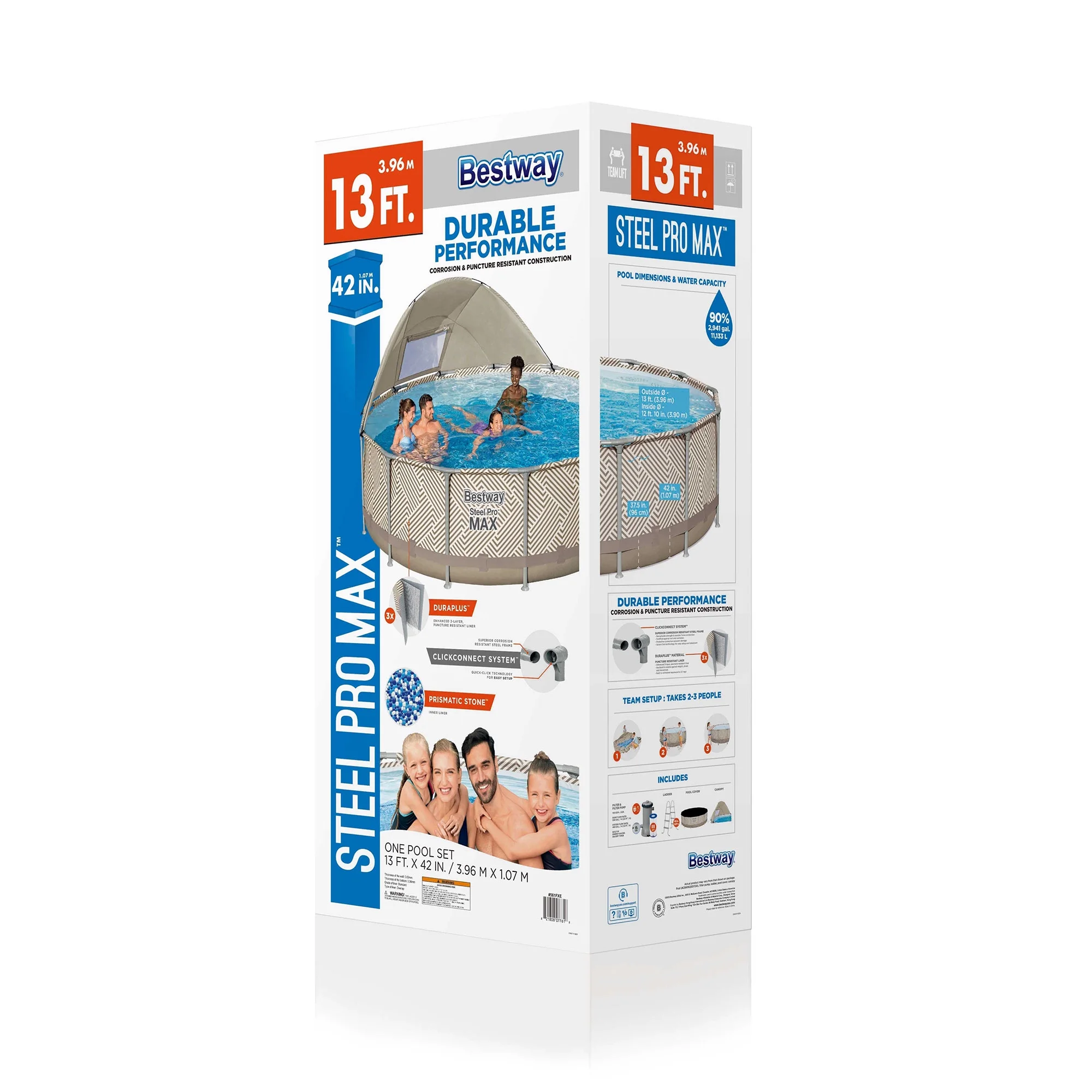 Bestway Steel Pro 13' x 42" Round Above Ground Pool Set w/DuraPlus Liner