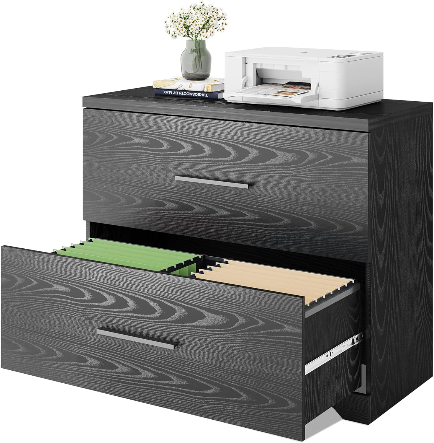 DEVAISE 2 Drawer Wood Lateral File Cabinet with Anti-tilt Mechanism, Storage Filing Cabinet for Home Office, Gray Oak