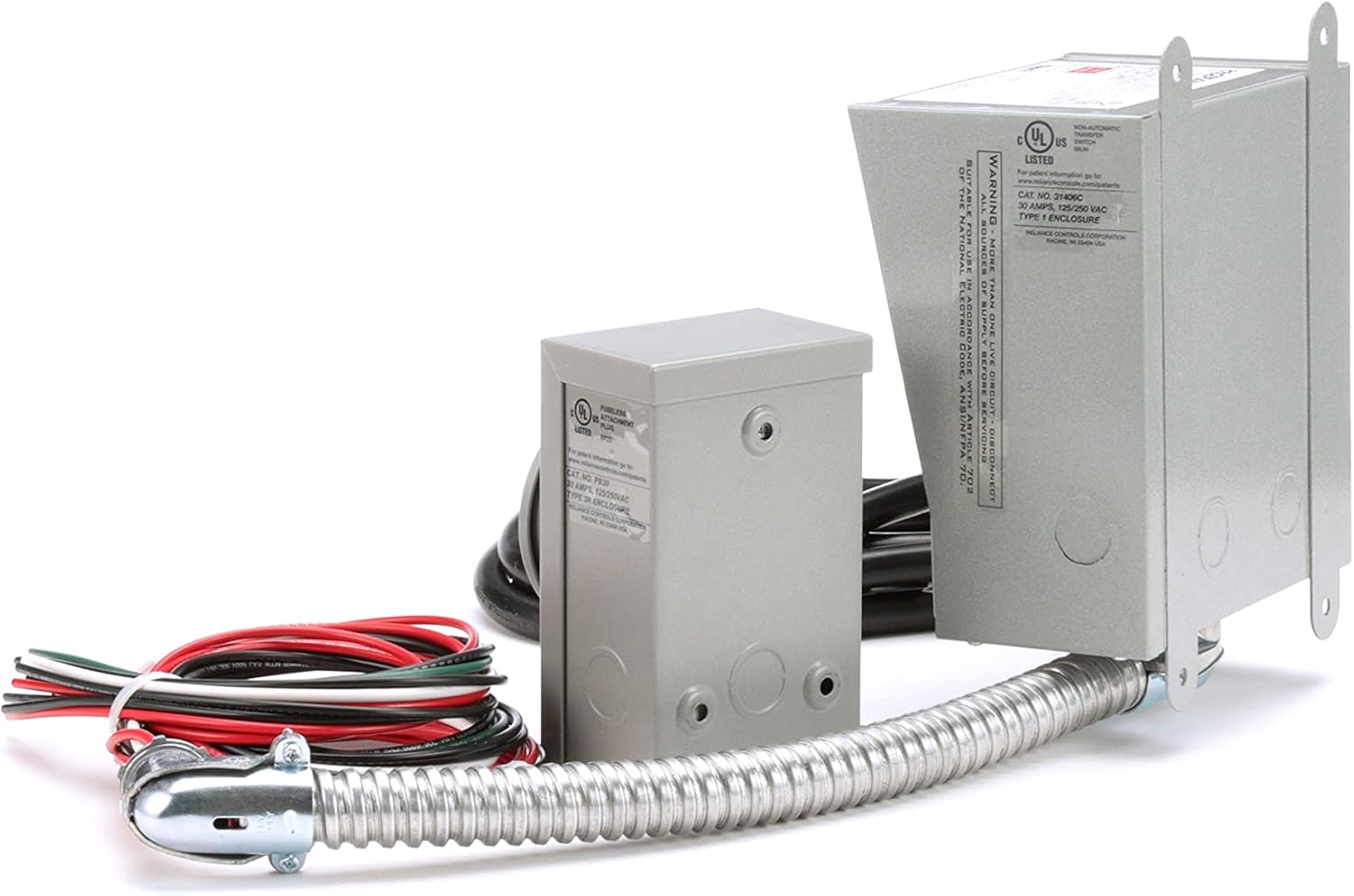 Reliance Controls Corporation 31406CRK 30 Amp 6-circuit Pro/Tran Transfer Switch Kit for Generators (7500 Watts).,Gray