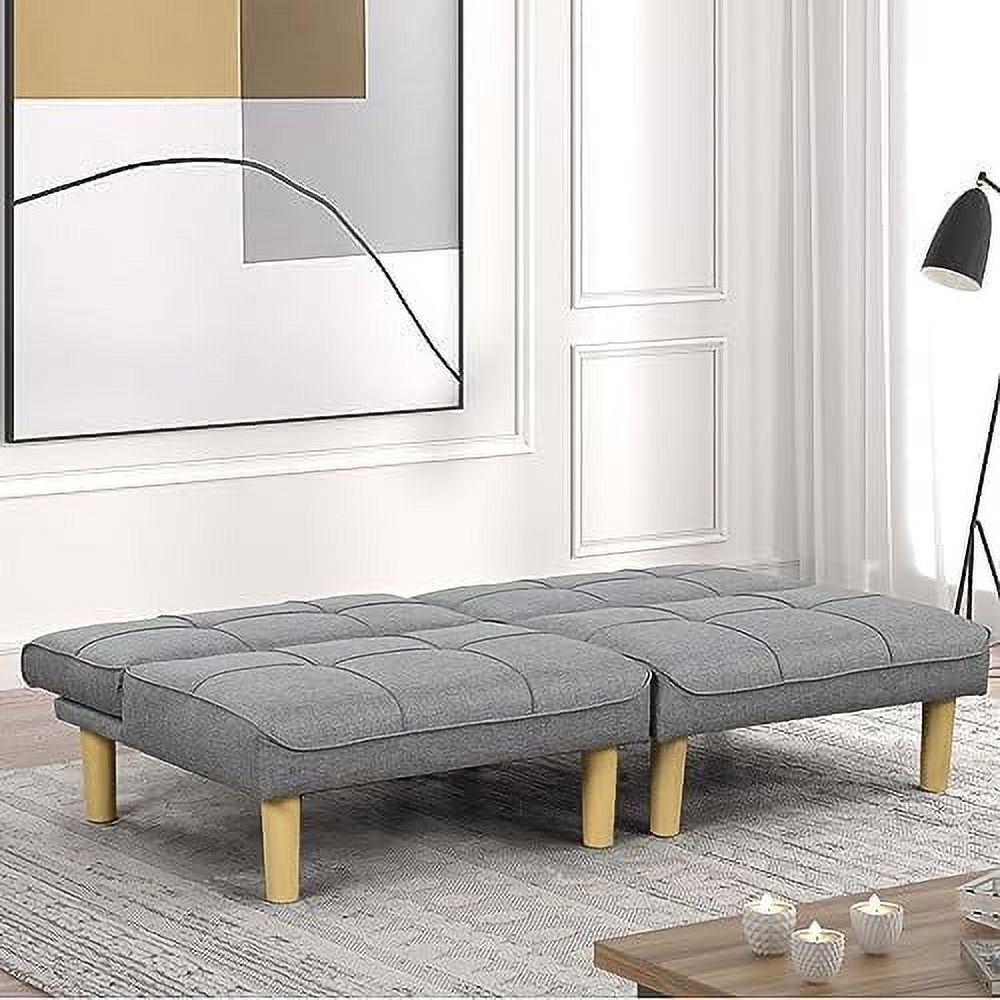 GEROBOOM 3-In-1 Convertible Futon Sofa Bed Twin/USB  Loveseat Futon Couch Daybed with Folding Adjustable Backless 2 Piece Small Futon Couch Chairs for Living Room Apartment Grey Fabric 30