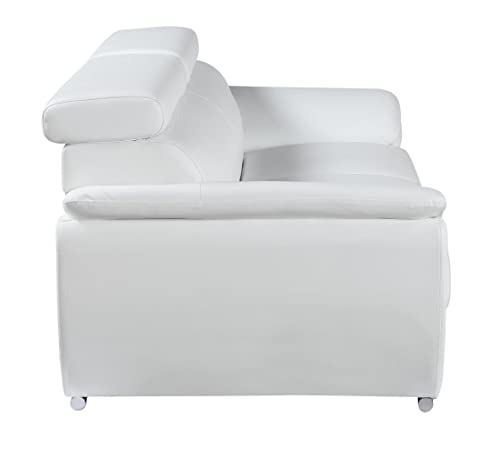 4571 Veal Collection Leather Upholstered Modern Living Room Chair, Loveseat, Sofa, White
