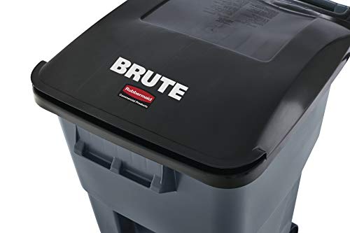 Rubbermaid Commercial Products BRUTE Rollout Heavy-Duty Wheeled Trash/Garbage Can, 50-Gallon, Gray, for Restaurants/Hospitals/Offices/Warehouses/Garage, Pack of 2
