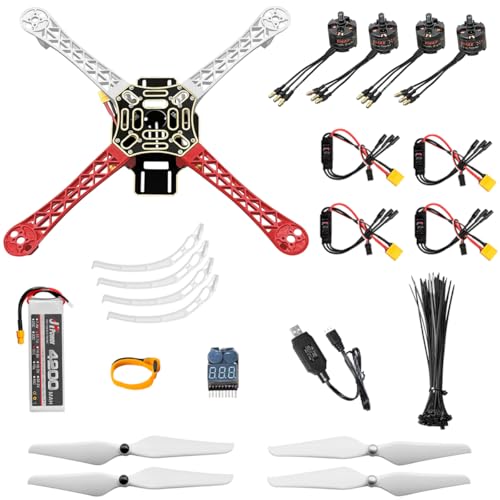 HAWK'S WORK F450 Drone Kit to build, DIY Quadcopter Set, Frame + Pixhawk + GPS + Power Module + ESC + Brushless Motor + Prop + Battery + RC Transmitter & Receiver + Accessory + Guild Book & Video (A)