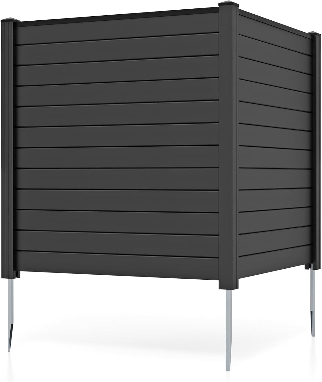 Giantex Air Conditioner Fence 2 Panels - 48''W x 48''H Outdoor Privacy Screen with Upgraded Metal Stakes, PVC Trash Can Enclosure, Decorative Garden Fences for Patio Lawn AC Unit Pool Pump, Black