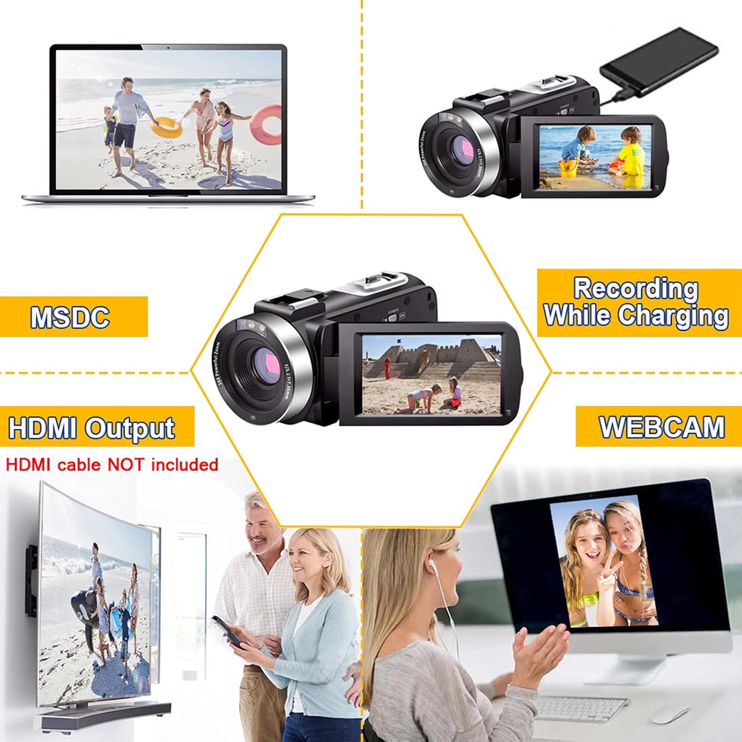 Video Camera Camcorder Full HD 1080P 30FPS 24.0 MP IR Night Vision Vlogging Camera Recorder 3.0 Inch IPS Screen 16X Zoom Camcorders Camera Remote Control with 2 Batteries Pack of 2