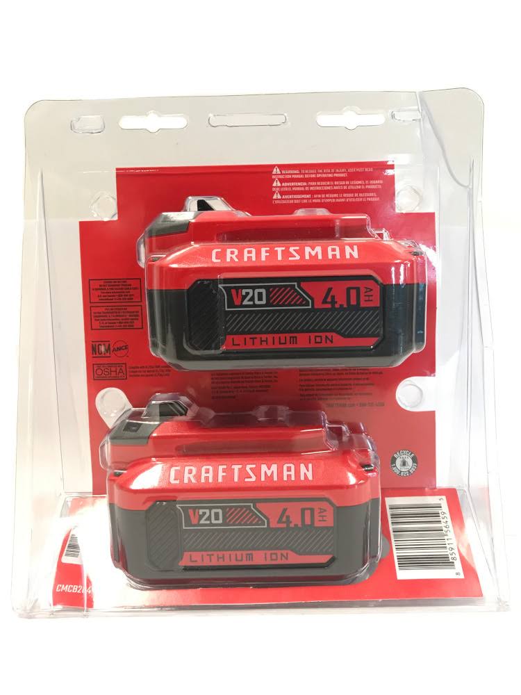 Craftsman CMCB204-2 20V 4.0Ah Lithium Ion Battery 2-Pack