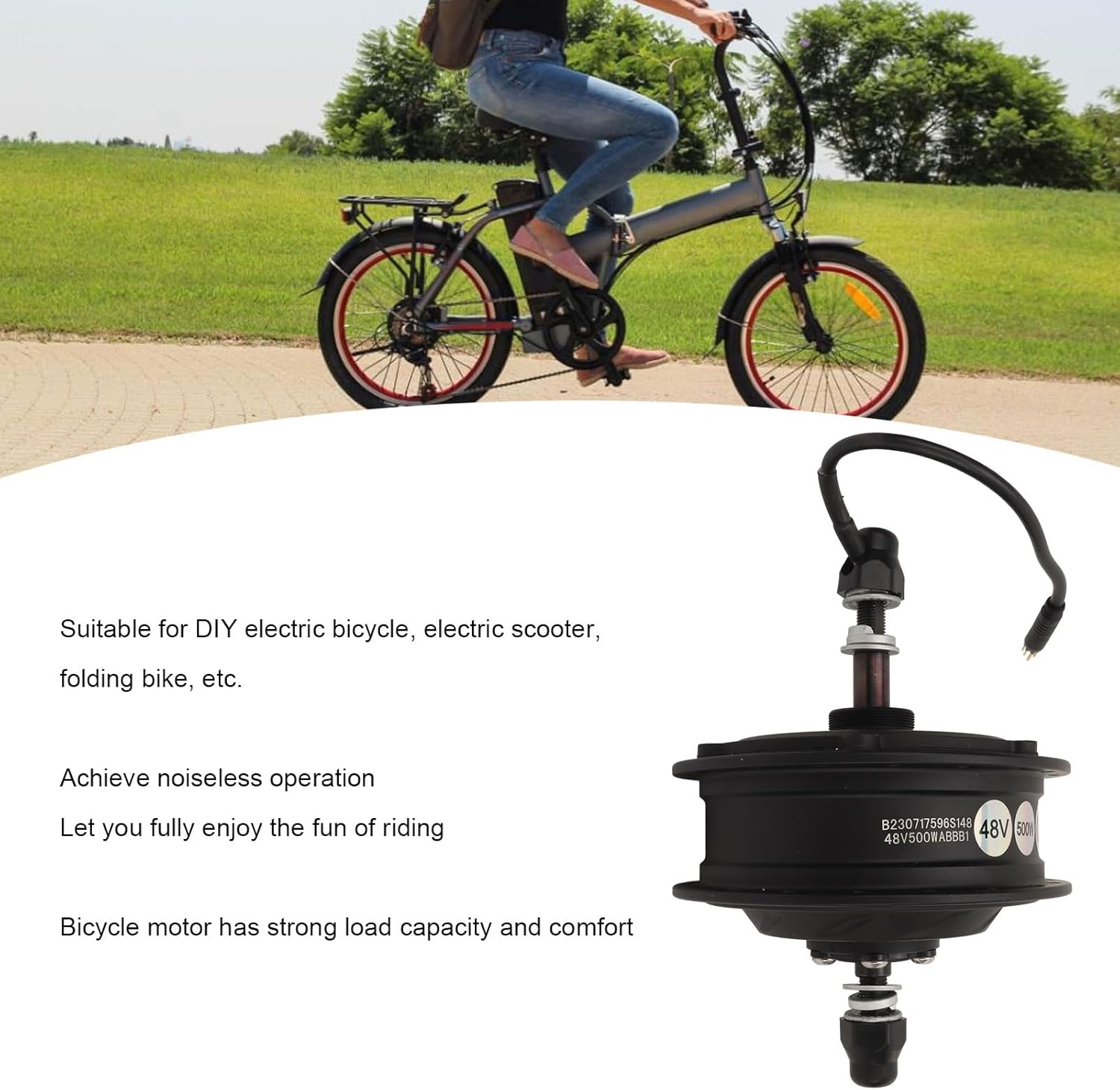 VGEBY Electric Bike Hub Motor, 48V 500W Electirc Bicycle Gear Hub Motor Waterproof High Power Brushless Gear Motor Electirc Bicycle Rear Drive Motor for Bike Upgrade Parts