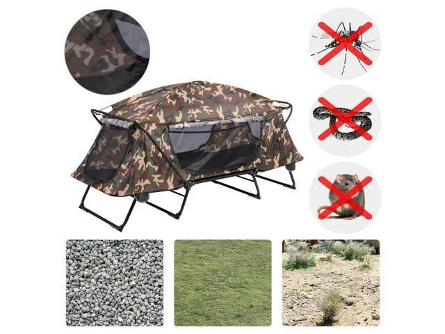 Folding Single Camping Tent Cot Portable Outdoor Hiking Bed Rain Fly
