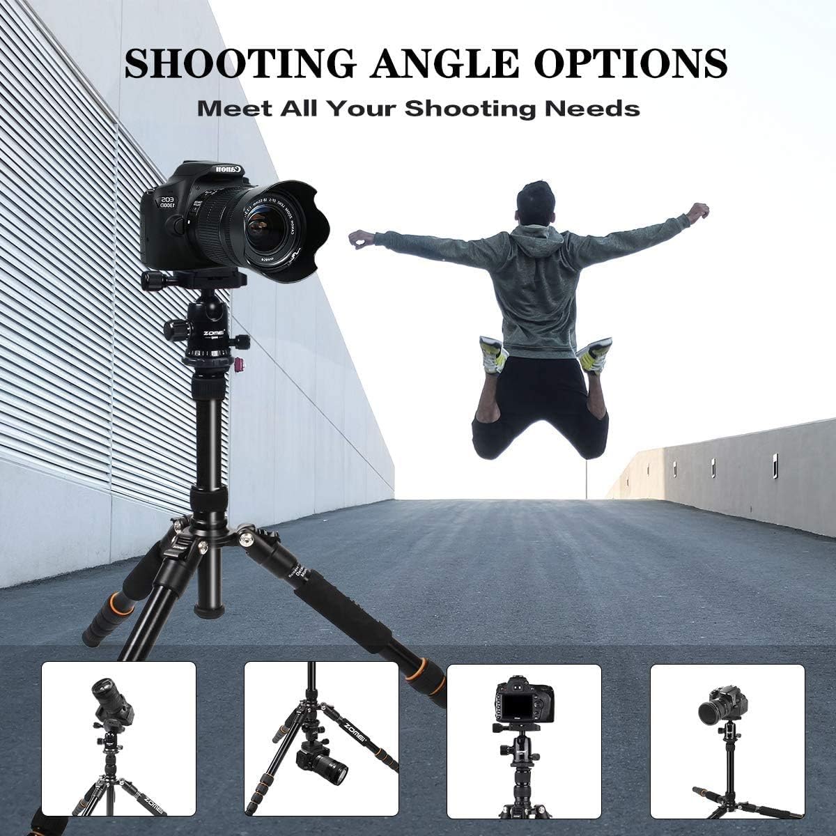 ZOMEi Camera Tripod 62 Light Weight DSLR Tripod with Ball Head Quick Release Plate and Carrying Case (Aluminum Tripod)