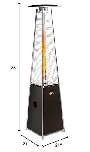 Outdoor Patio Heater with Reflector Shield, 40,000 BTU Propane Patio Heater with Wheels for Commercial, Residential, Garden, Porch, Party, Deck(Mocha)