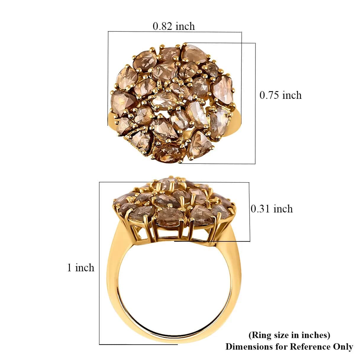 Shop LC Champagne Diamond Mix 925 Sterling Silver 14K Yellow Gold Plated Cluster Ring for Women Jewelry Gifts for Women Size 8 Ct 3 Wedding Engagement Promise Anniversary Birthday Gifts for Women