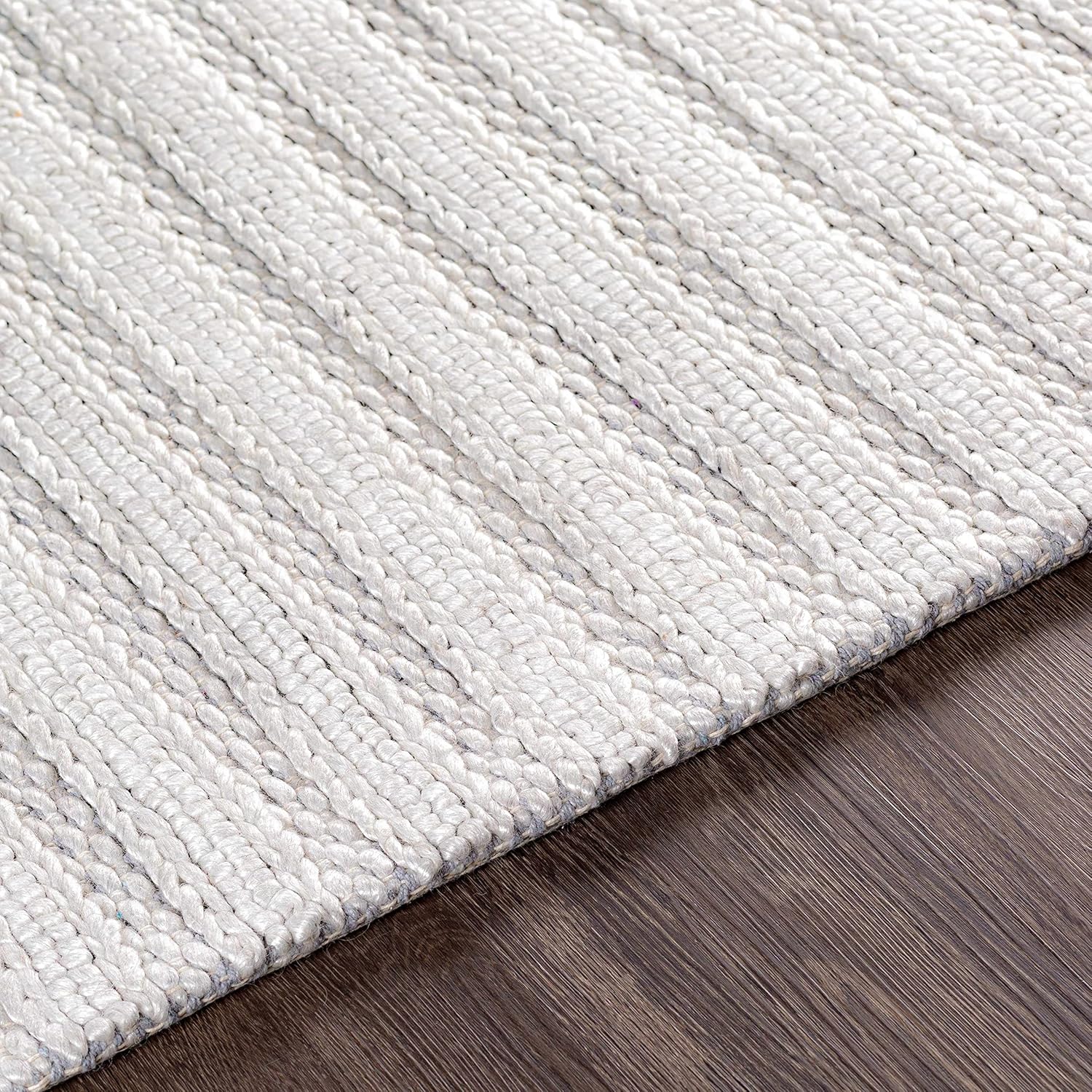 Hauteloom Boynton Living Room, Bedroom Area Rug - Wool & Viscose - Bohemian Knot Pattern - Neutral Farmhouse Carpet - Texture - Ivory, Beige, Cream, Grey - 10' x 14'