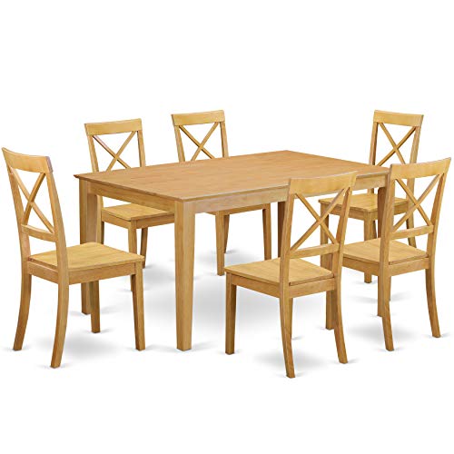 East West Furniture CABO6-LWH-LC Capri 6 Piece Set Contains a Rectangle Wooden Table and 4 Faux Leather Dining Room Chairs with a Bench, 36x60 Inch