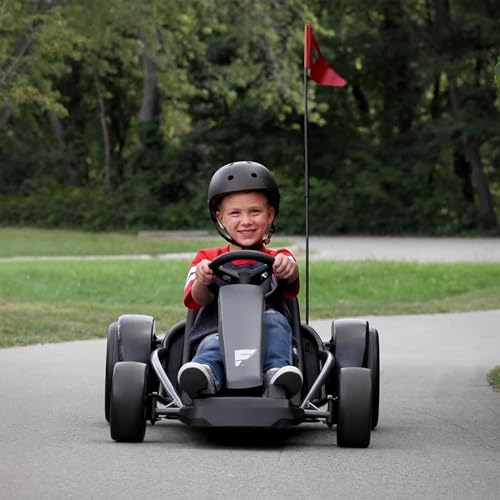Radio Flyer 36V Battery-Powered Kids Electric Go-Kart with Adjustable Seat, Rubber Wheels, Grey