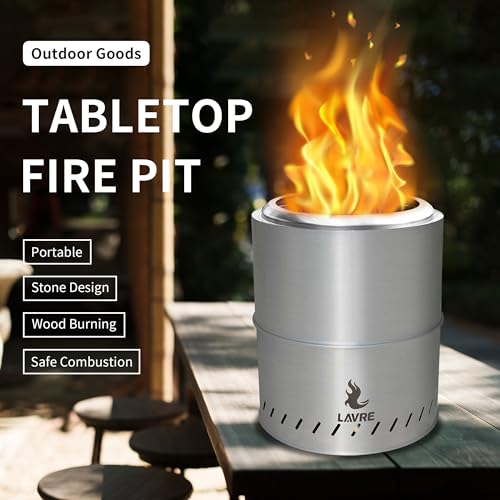 Silver Portable Solo Stove Bonfire with Removable Ash Pan,Firepits with Bottom Vents,19 Inch Smokeless Firepit Outdoor by Wood or Pellet Burning,for Outside Patio and Camping,Stainless Steel