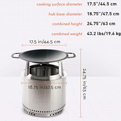 Solo Stove Ranger Cast Iron Wok Cooking Bundle 2.0 | Portable Smokeless Fire Pit, Stand, Woktop & Hub, Wood Burning, Removable Ash Pan, Stainless Steel/Cast Iron, H: 22in x Dia: 14.25in, 31lbs
