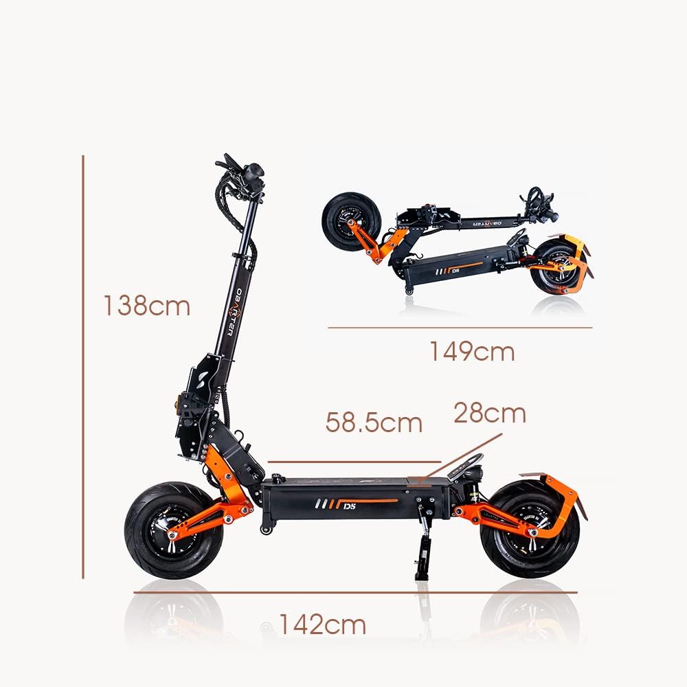 Foldable Electric Scooter with Seat, 5000W Dual Motors, 50MPH, 48V35AH Removable Battery, 75 Mile Range, 12 Inch Tubeless Off-Road Tires - Suitable for Adults