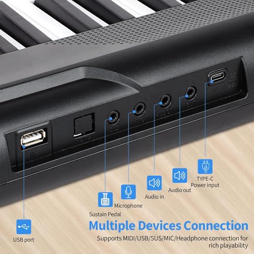 88 Key Piano Keyboard,Beginner Electric Digital Piano with Semi Weighted Keys,Keyboard Piano withSustain Pedal, Power Supply, Stand, Carrying Case,Headphones
