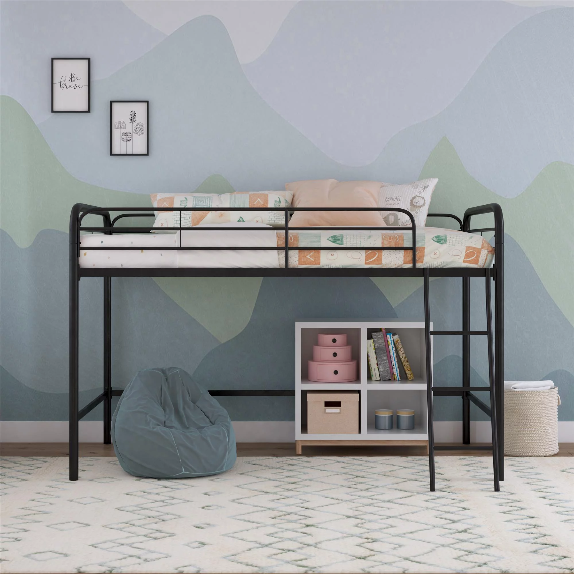 DHP Jett Junior Twin Metal Kids Loft Bed, Black
