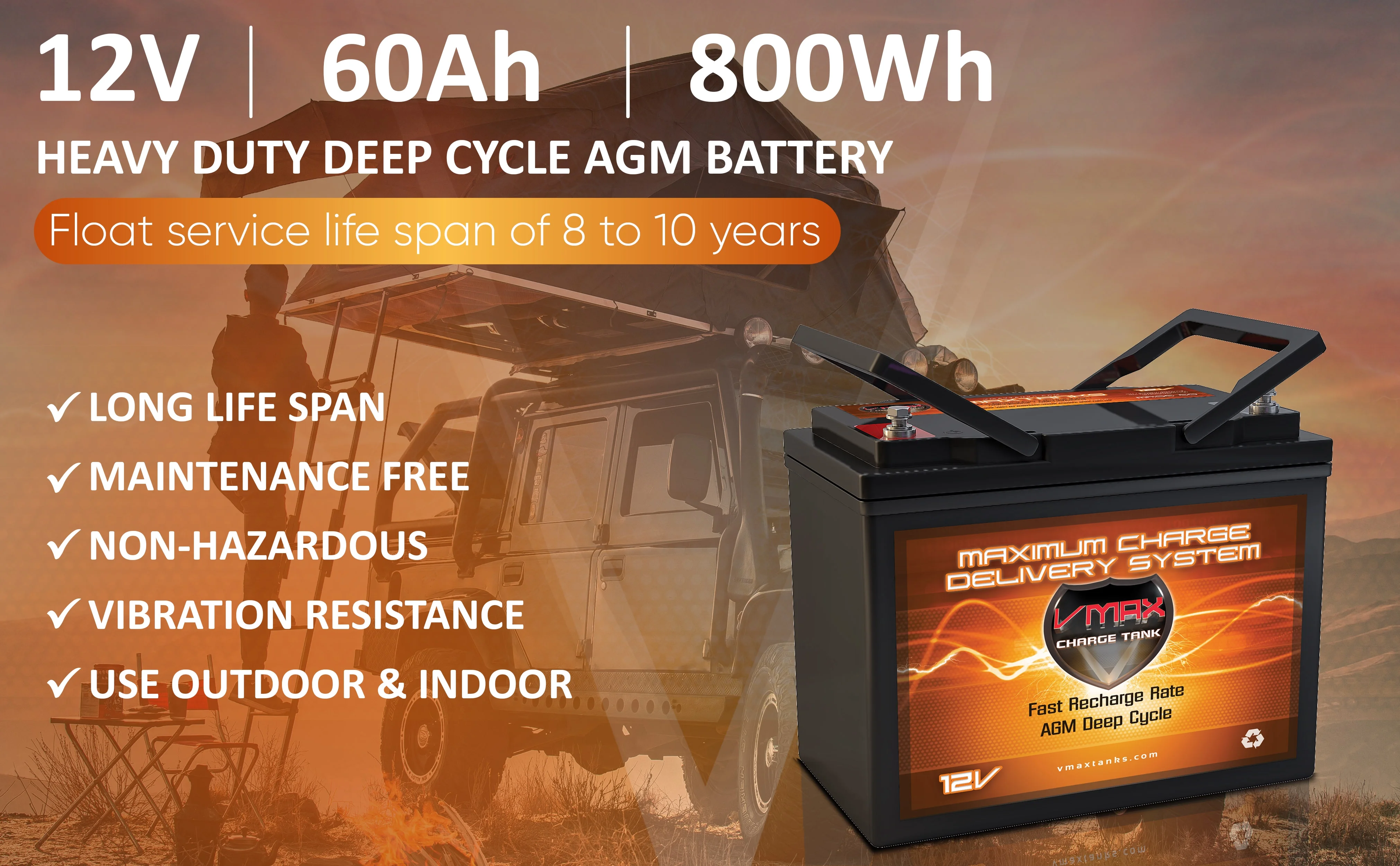 VMAXMB96 AGM Group 22 Deep Cycle Battery Replacement for Dalton Tacahe PC2450 TILT 12V 60Ah Wheelchair Battery