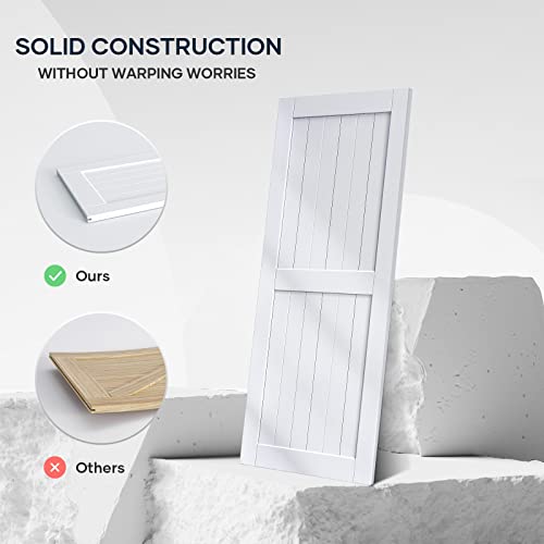 EaseLife 54 x 84 inch White Barn Door with 9FT Sliding Door Hardware Kit Included & Handle,Solid Wood Covered with Waterproof PVC Surface,DIY Assemblely,Easy Install,H-Frame,Fit 50-52in Wide Opening