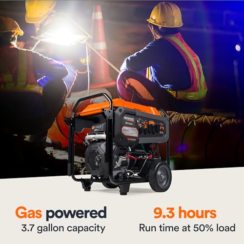 Generac 8,000-Watt Gas-Powered Portable Generator - Electric Start with COsense - PowerRush Advanced Technology - Reliable Power for Emergencies, Recreation, Home - 49 State Compliant - Orange/Black