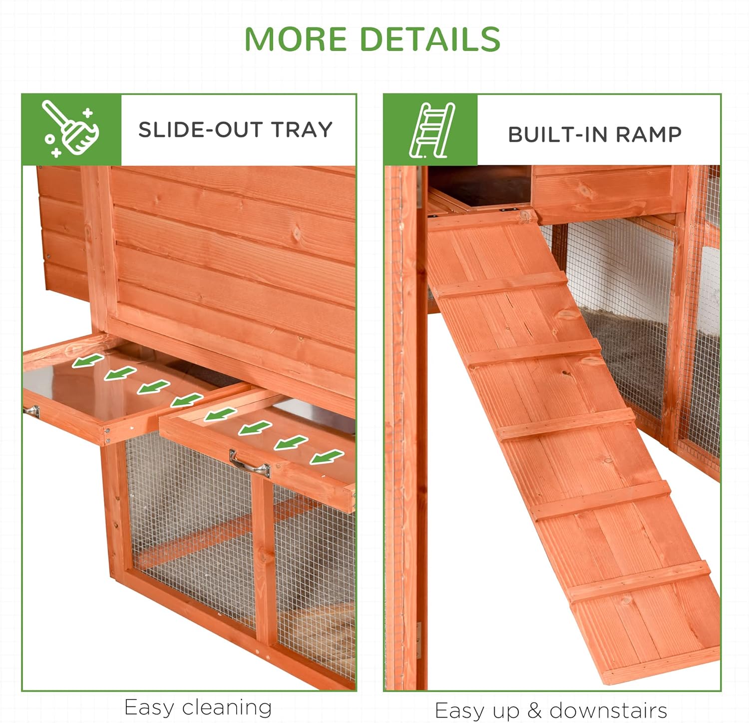 PawHut 145" Chicken Coop Large Chicken House Rabbit Hutch Wooden Poultry Cage Pen Garden & Backyard with Run & Inner Hen House Space