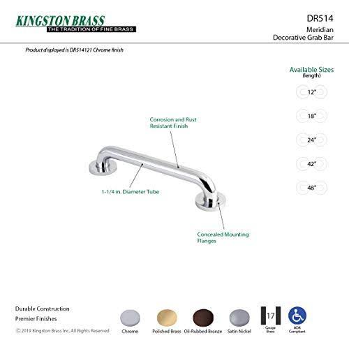 Kingston Brass DR514187 Meridian 18-inch Decorative ADA Grab Bar, Brushed Brass