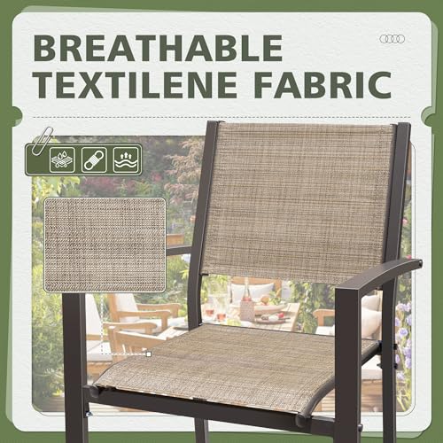 Flamaker Patio Chairs Textilene Outdoor Chairs Set of 6 Stackable Dining Chair for Backyard, Deck, Poolside (Grey)