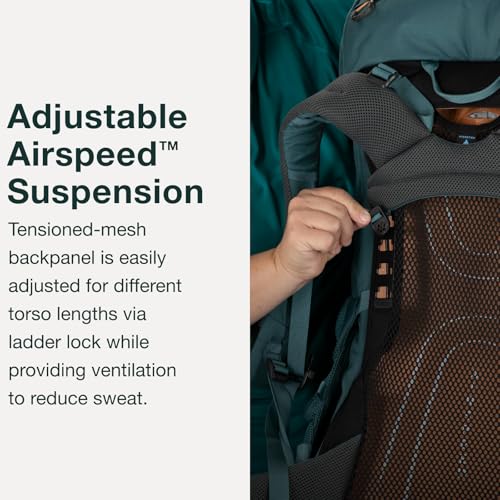 Osprey Rook 65L Men's Backpacking Backpack, Dark Charcoal/Silver Lining, Extended Fit
