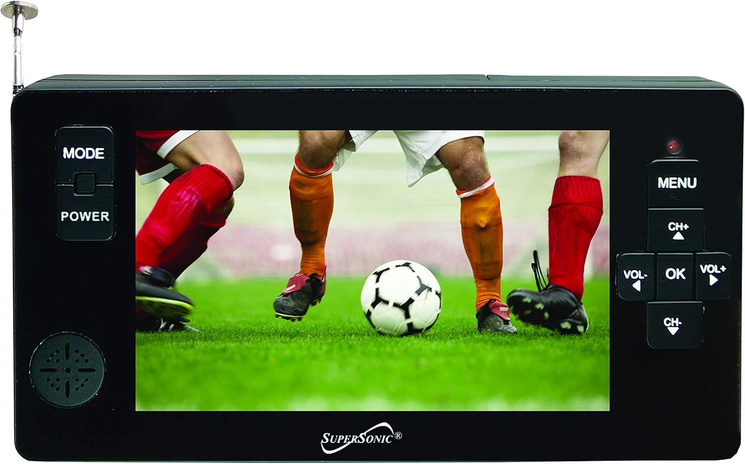 SuperSonic SC-2813 13 Portable Widescreen LED TV with USB/SD Inputs, HDMI, FM Radio, Rechargeable Battery and AC/DC Compatible for Home, RVs, Boats, Camping