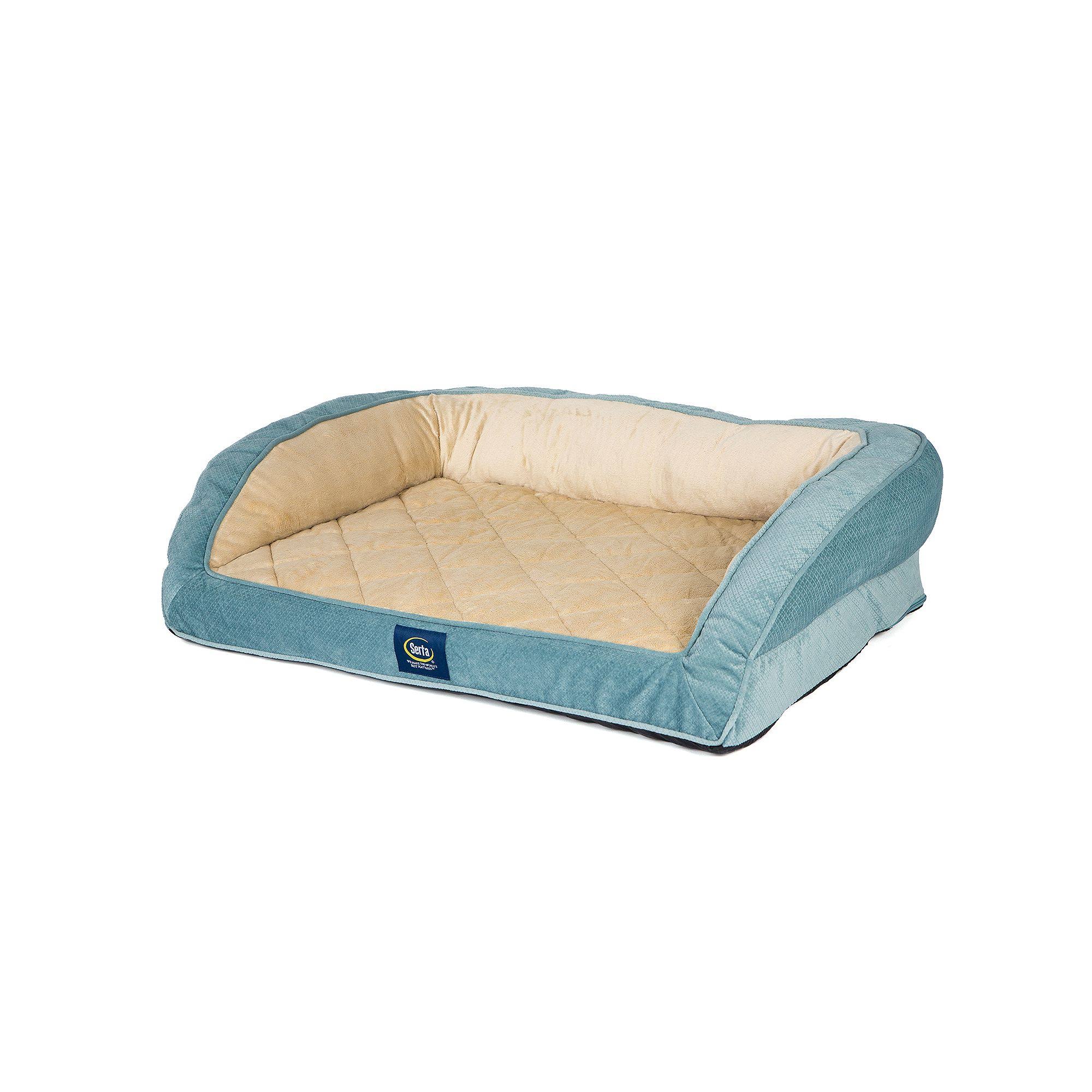 Serta Ortho Quilted Couch Pet Bed, Large, Blue