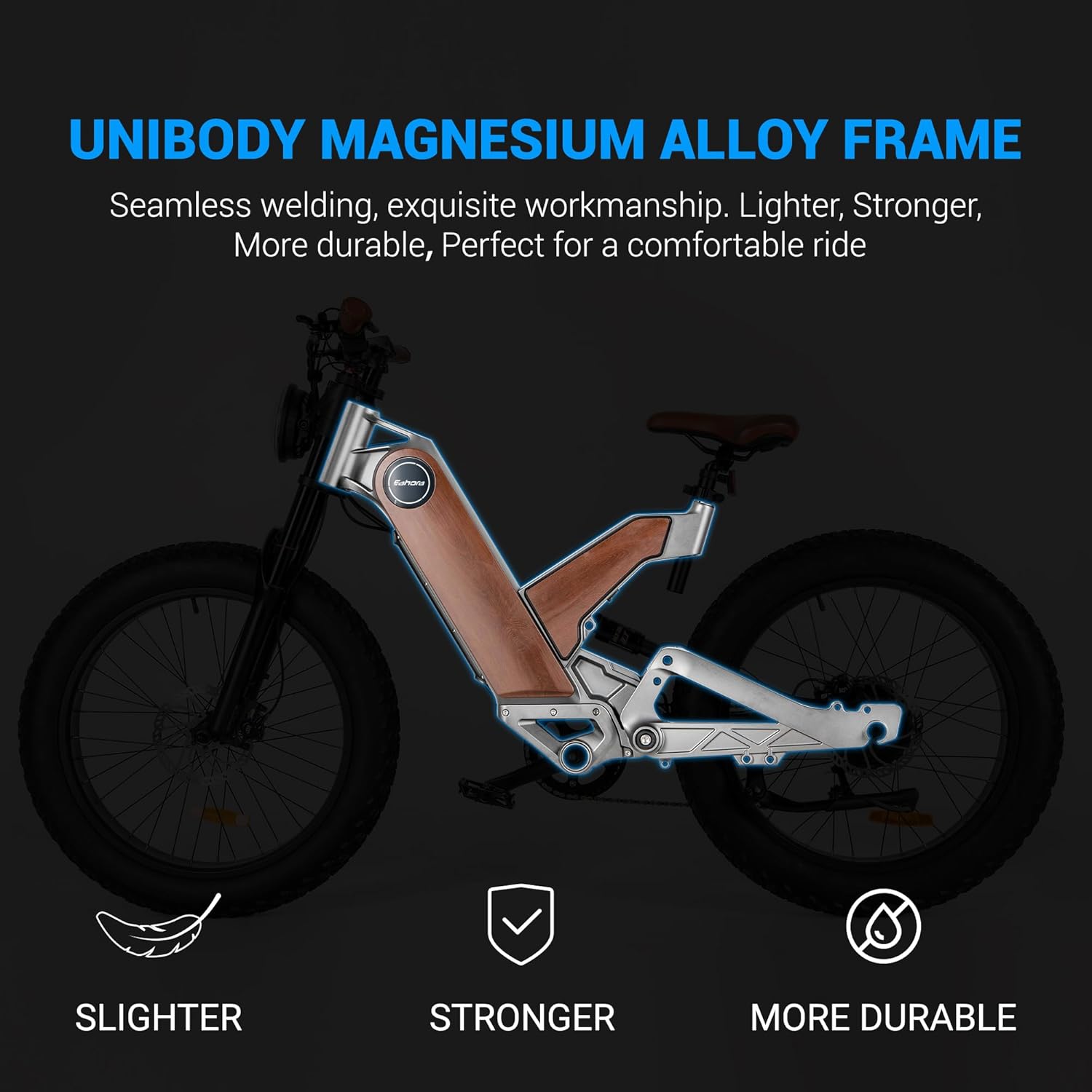 Eahora P5 II [2024 Upgraded] Electric Bike Peak 1700W Electric Mountain Bike 48V 20Ah Removable Battery 24 * 4.0 Fat Tire Electric Bike 32MPH Color Display Full Suspension Ebike