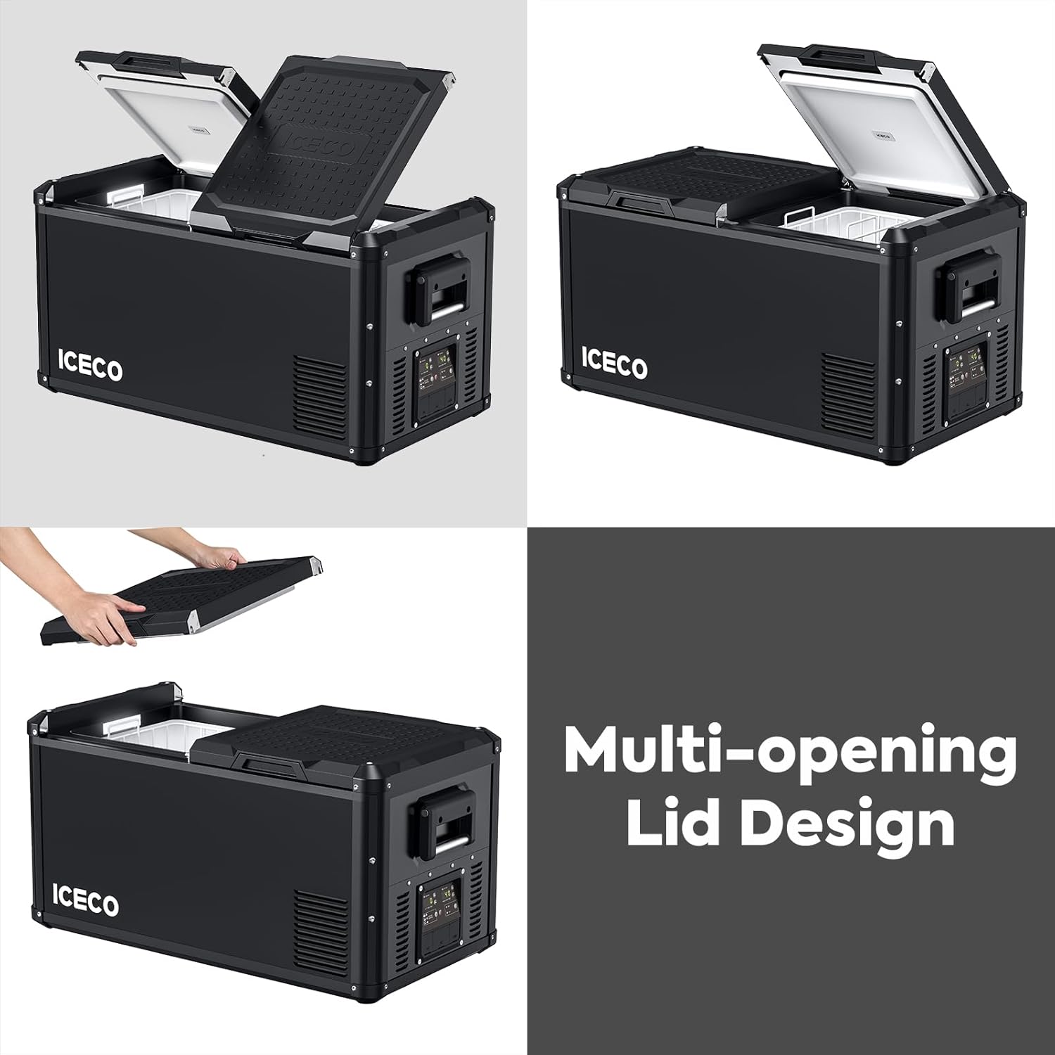 ICECO VL75 Pro 79.2 Quarts Dual Zone Portable Refrigerator with SECOP Compressor, Multi-directional Lid, Dual USB & DC 12/24V, AC 110-240V | Compact Refrigerator | For Car&Home | With Cover