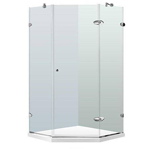 Vigo Frameless Neo-Angle 3/8-Inch Clear Shower Enclosure Brushed